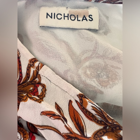 NICHOLAS Danielle Bow-Detailed Printed Crepe Maxi Dress Size 14 Ivory - Picture 5 of 11